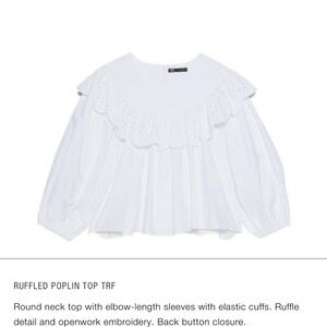 Zara White Ruffled Bib Collar Blouse